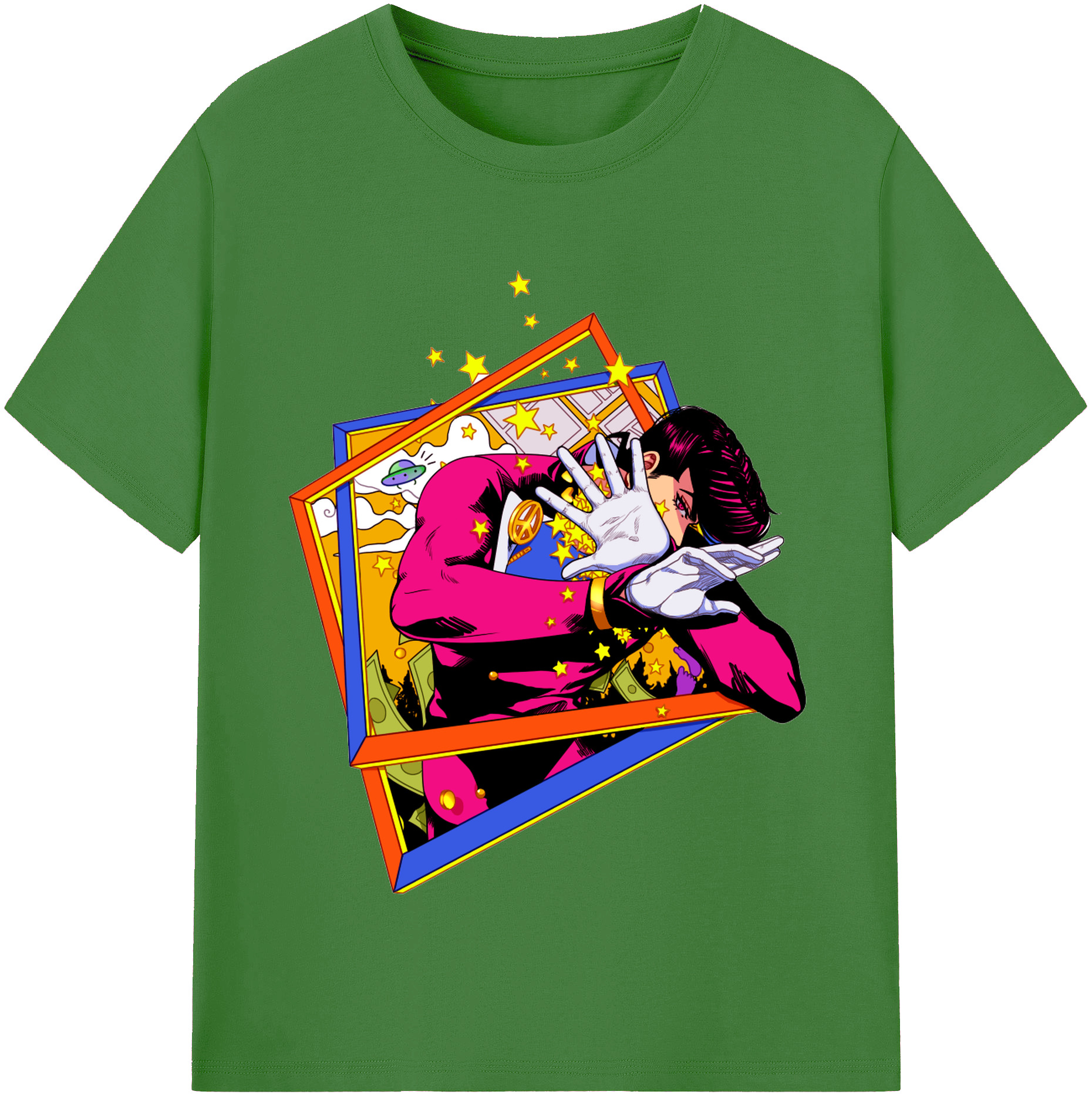 （画像用） ジョジョの奇妙な冒険 ひがしかた じょうすけ JoJo's Bizarre Adventure Higashikata Josuke レディースカジュアルプリントTシャツ（綿100％）